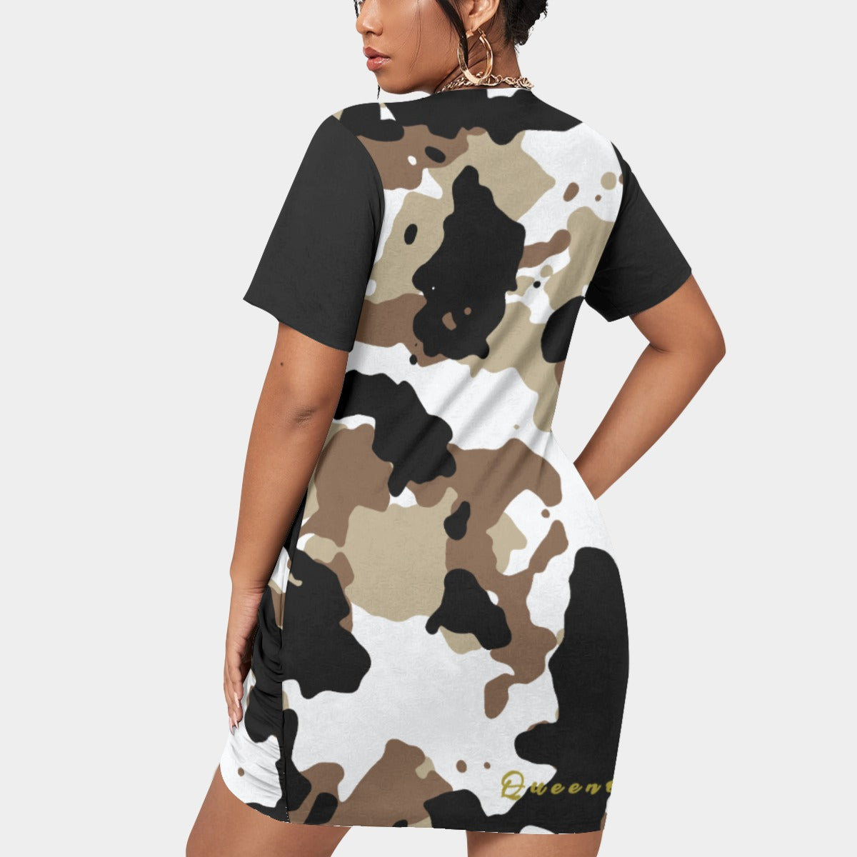 Stacked Hem Dress with Short Sleeve (Plus Size)