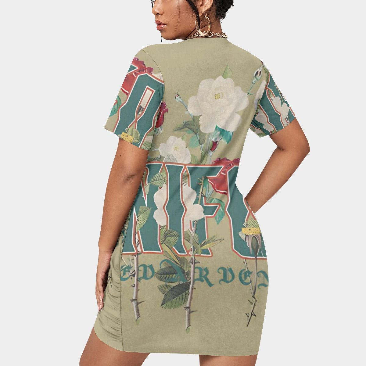 Stacked Hem Dress with Short Sleeve (Plus Size)