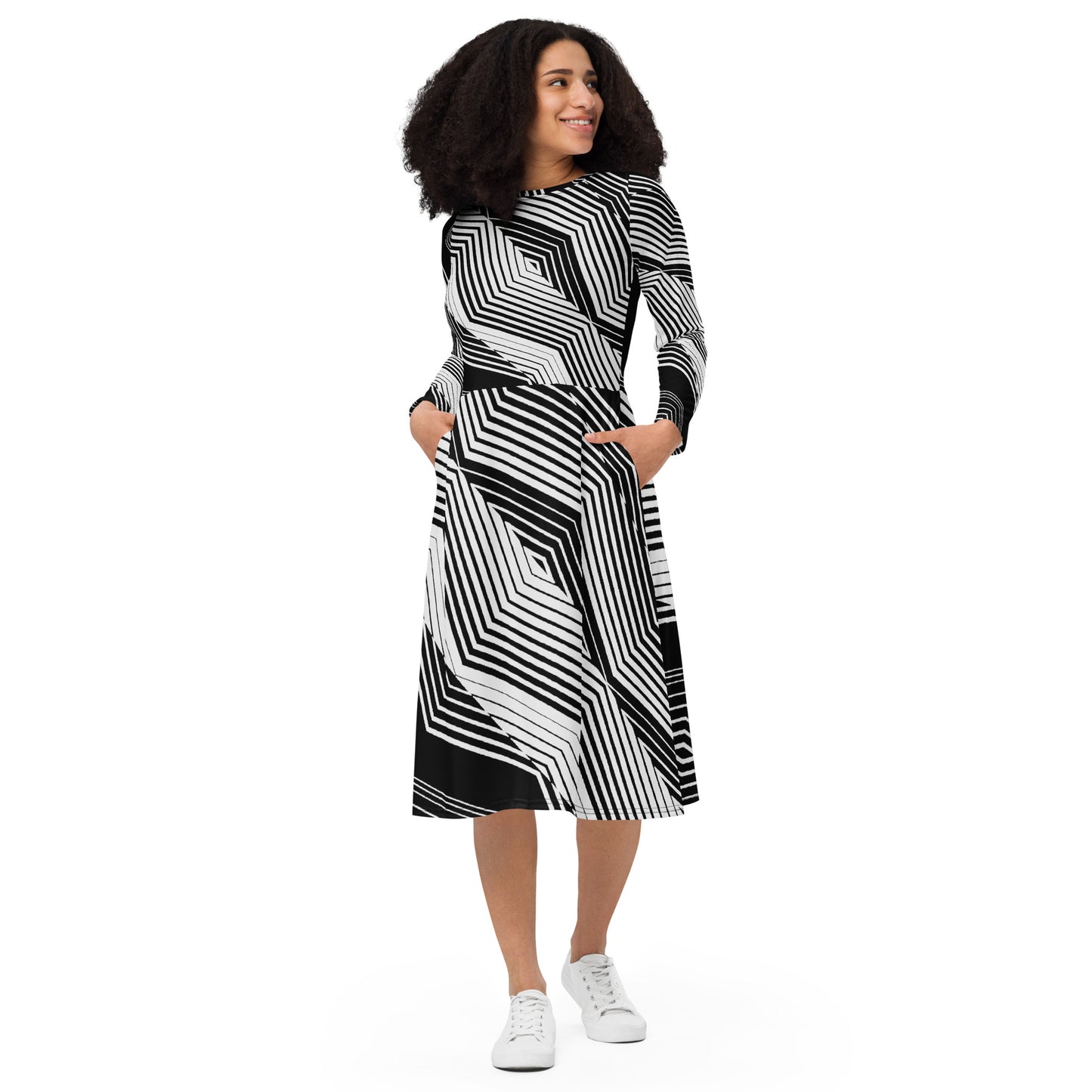 "Queen" Long Sleeve Midi Dress