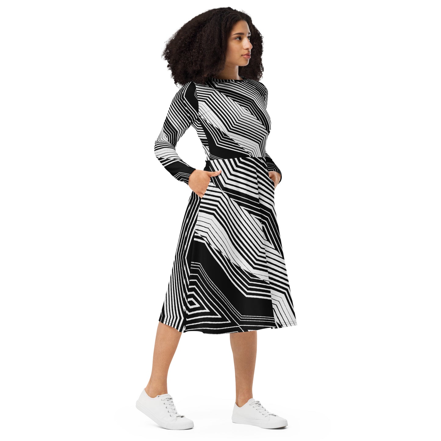 "Queen" Long Sleeve Midi Dress
