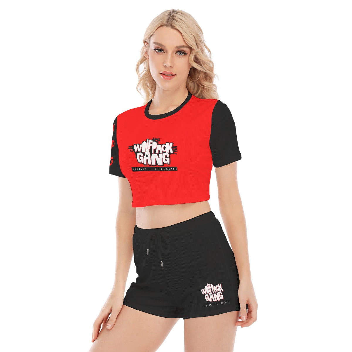 Women's Wolf Print Short Set - Casual O-Neck T-Shirt and Shorts Suit for Party, Beach & Sports