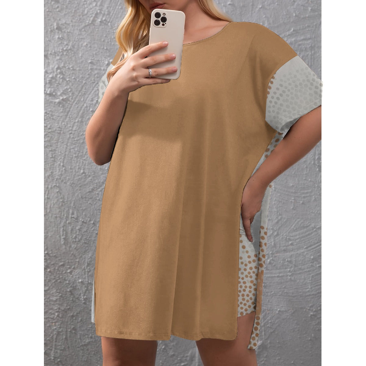 Women's Drop-Shoulder T-Shirt with Side Split and Shorts (Plus Size)