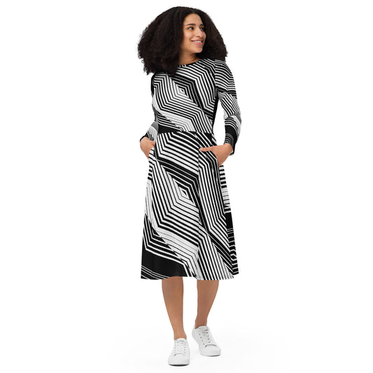 "Queen" Long Sleeve Midi Dress